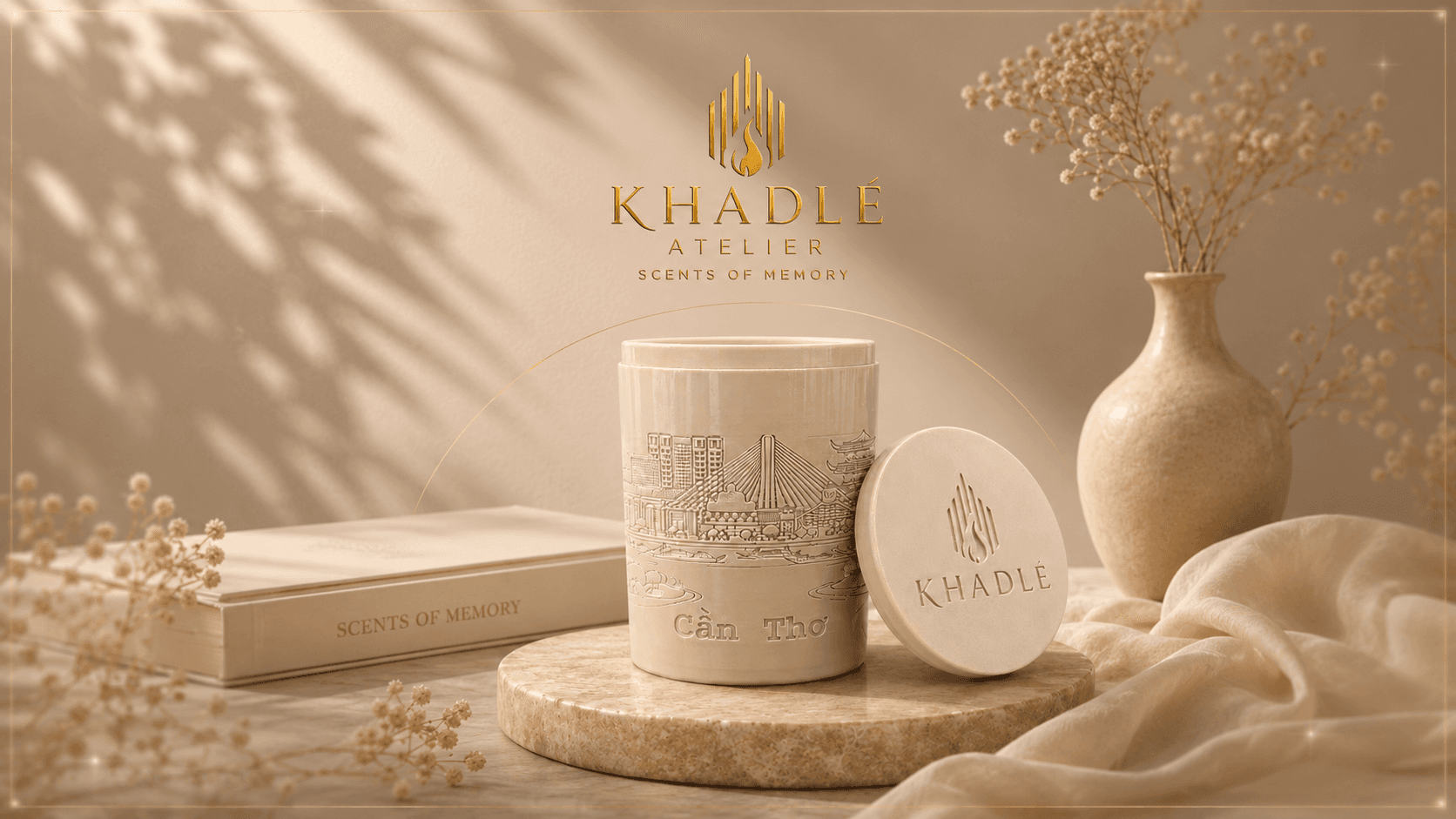 Nến thơm Khadlé Atelier trong không gian ấm áp